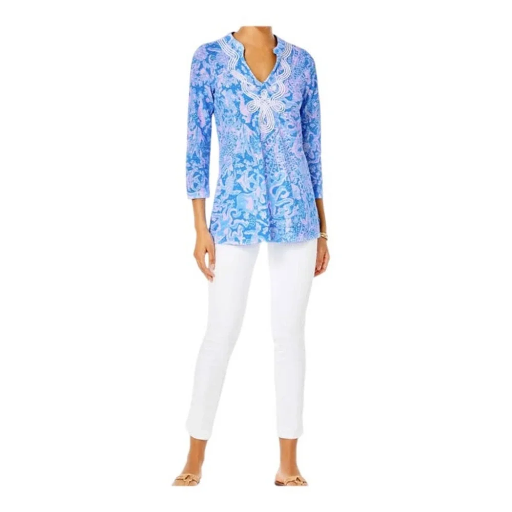 Lilly Pulitzer | Size XS Marco Island Tunic Top Shirt Blouse Floral Ocean